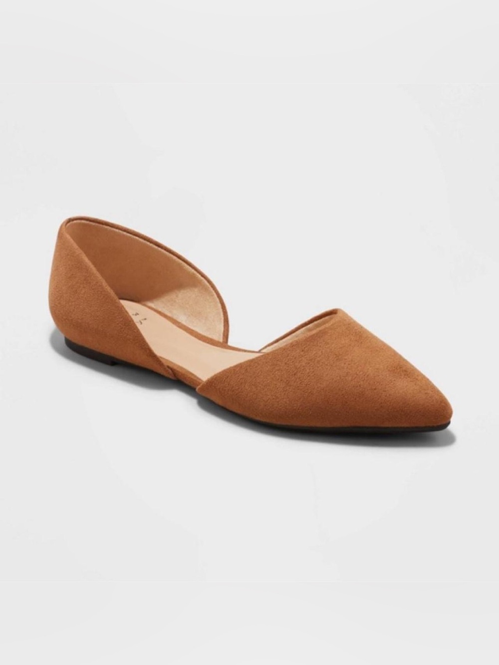 Women’s Pointed D’Orsay Flat in Tan Suede